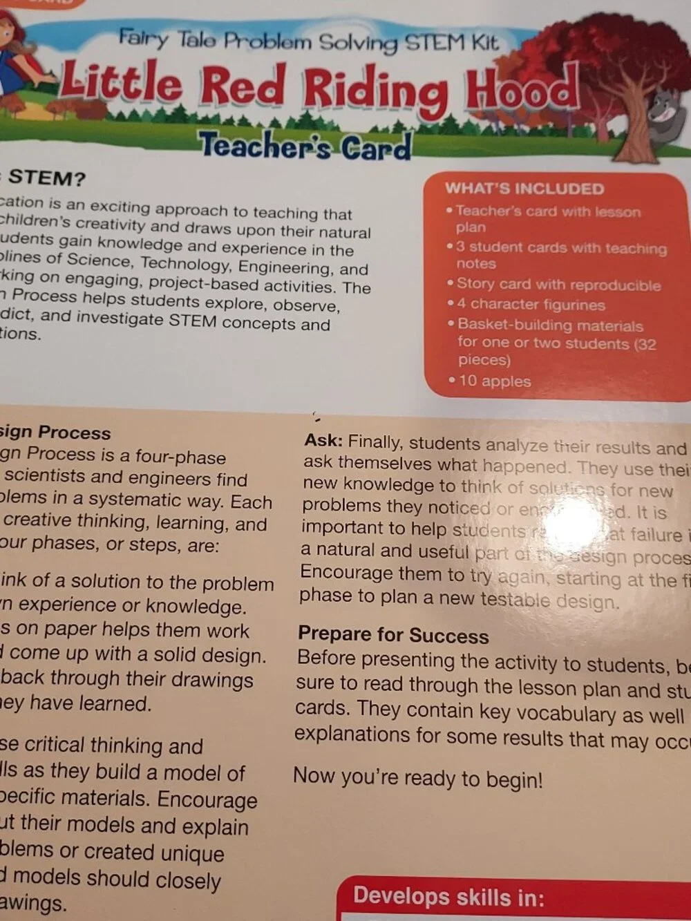 Lakeshore STEM Fairy Tales Problem Solving Kit - The Gingerbread Man USED